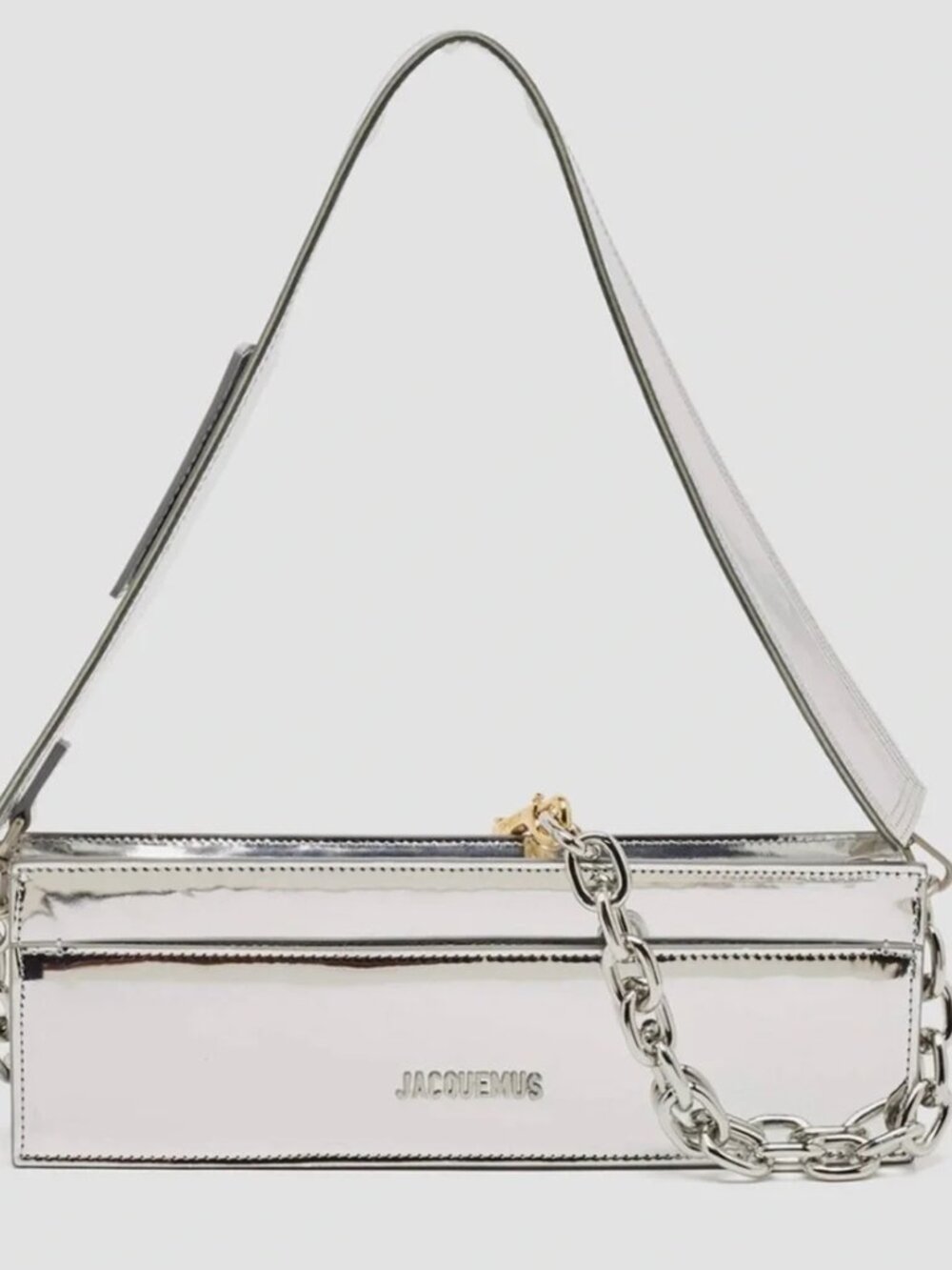 Jacquemus Silver Patent Leather Shoulder Bag Zip Top - Picture 1 of 14